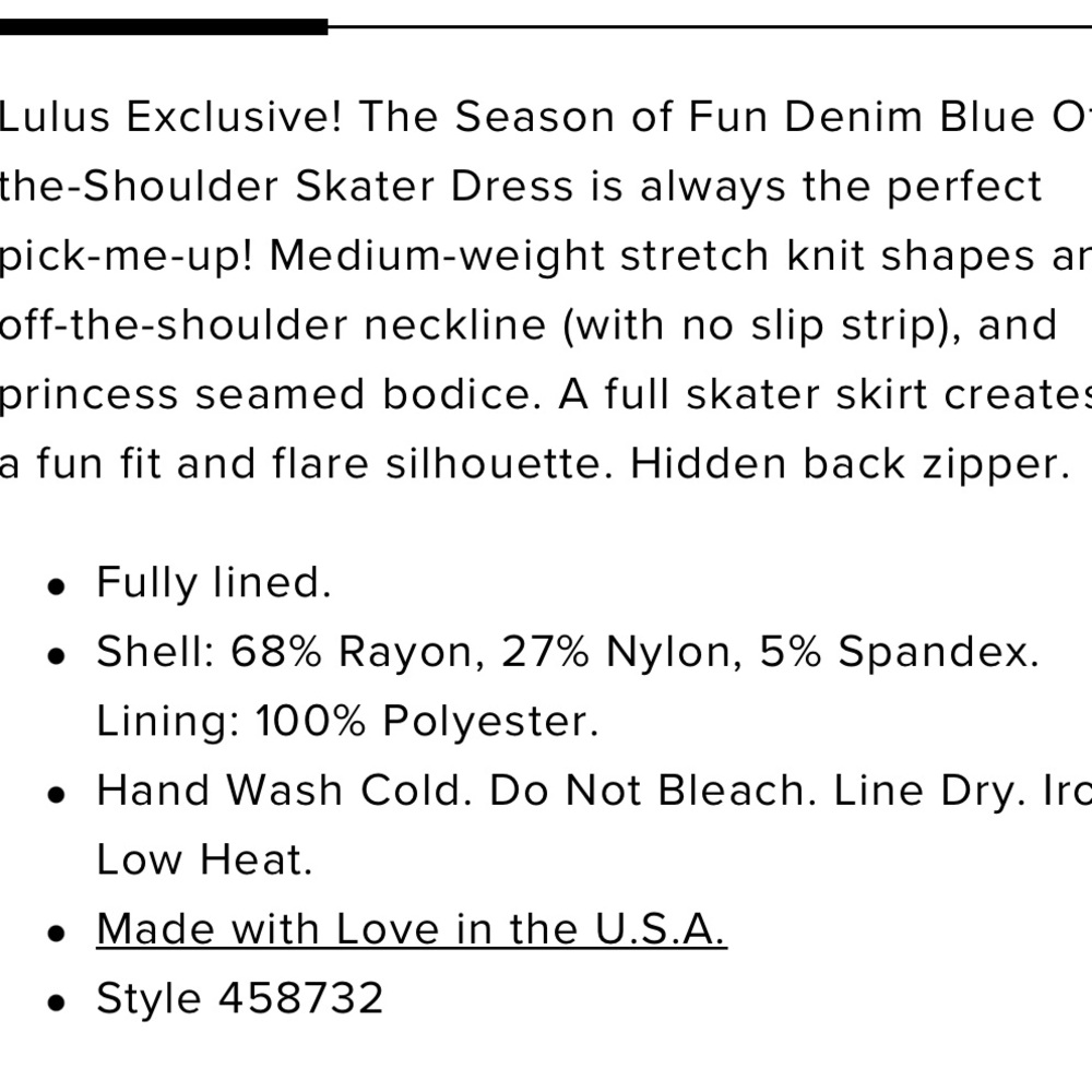 LULU’S NWT Season of Fun Iff the Shoulder Denim Blue Skater Dress - Picture 11 of 12
